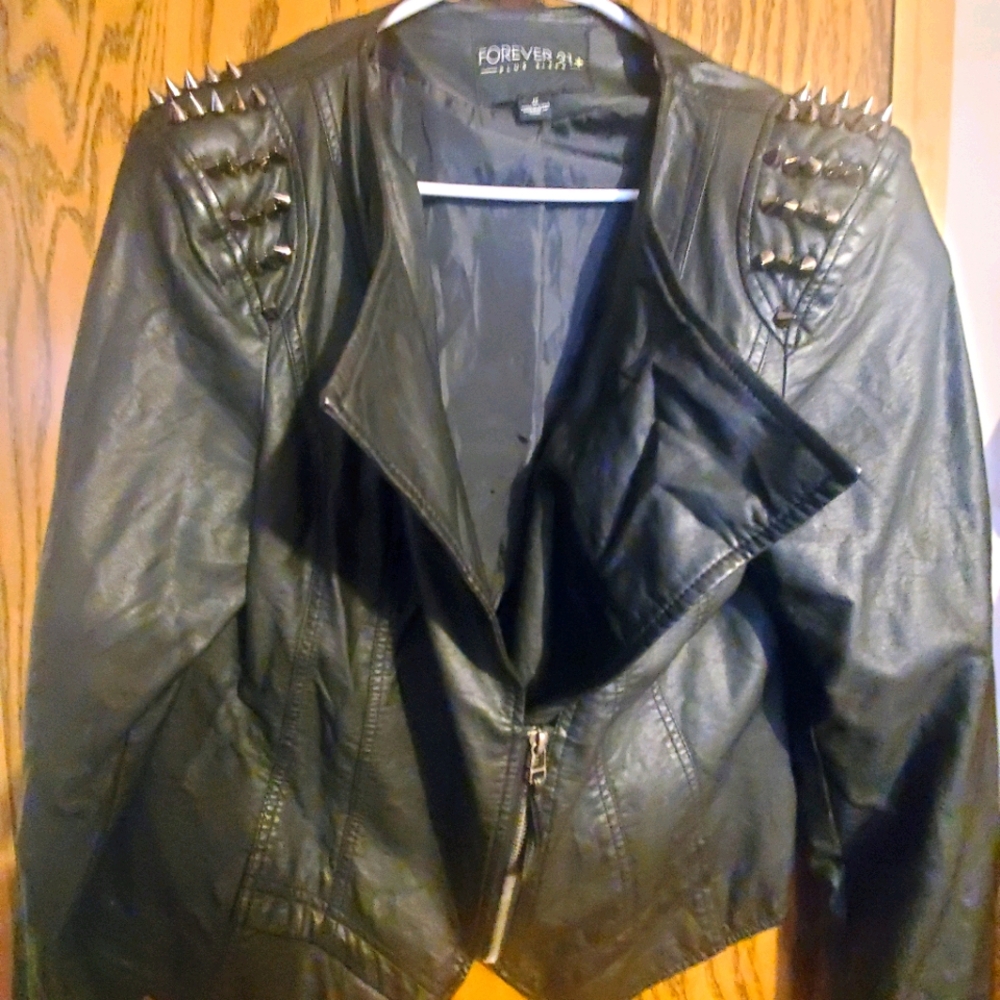 Forever 21 faux leather spiked jacket plus 1x